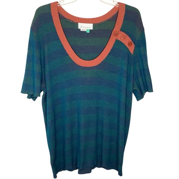 Anthropologie Striped Short Sleeve Sweater Sz 3X EUC - Picture 4 of 10